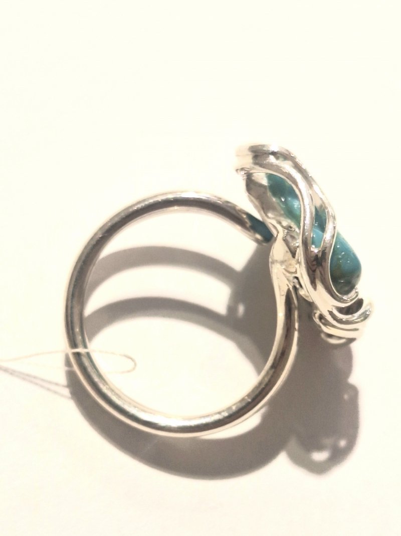 SREBRNY PIERŚCIONEK 925 Z TURKUSEM DUŻY