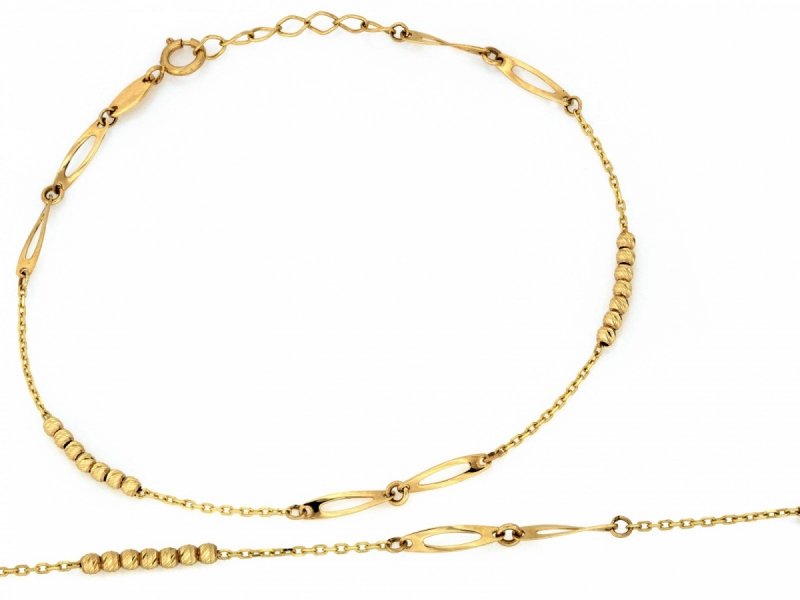 Bransoletka złota 375 delikatna kuleczki łańcuszkowa