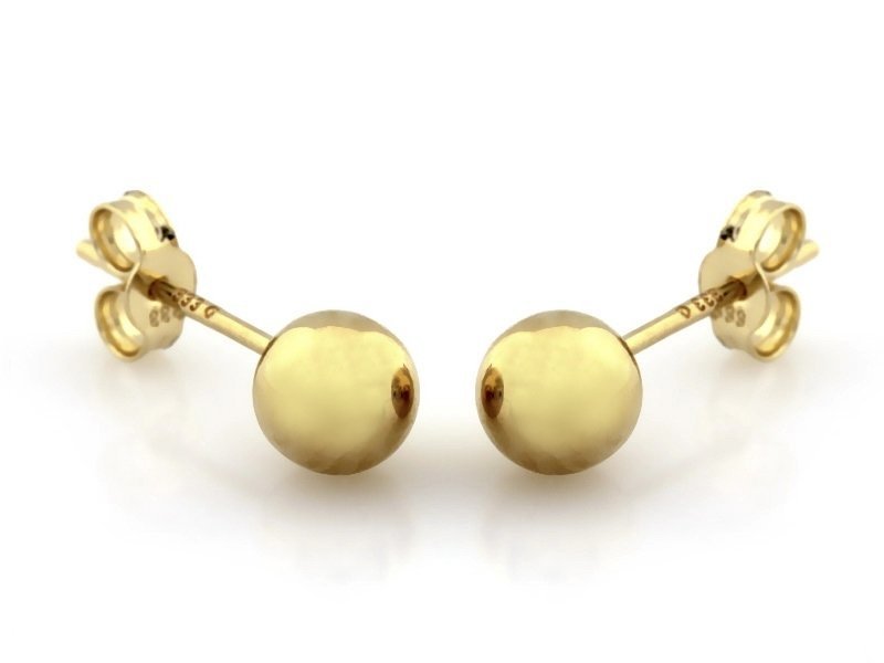 Kolczyki złote 585 sztyft kulki 5mm