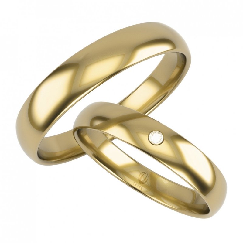Złote obrączki ślubne 585 para grawer bezszwow klasyczne