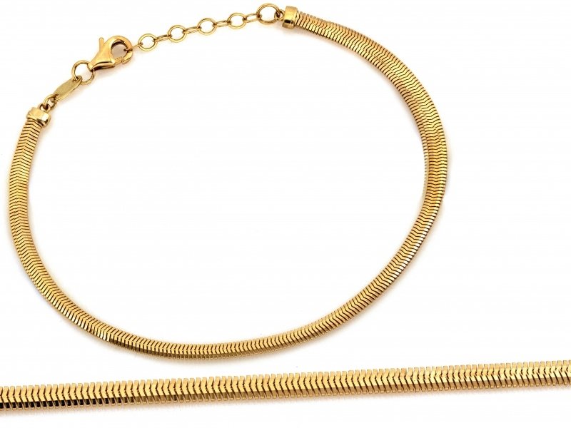 Bransoletka złota 585 klasyczna żmijka pełna 17,5-19,5cm