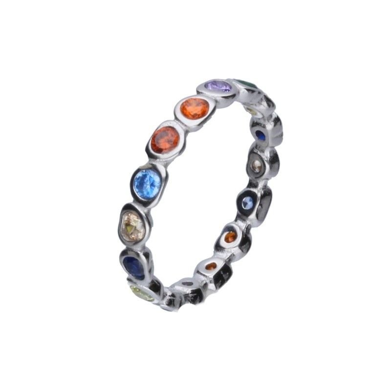 SREBRNY PIERŚCIONEK 925 OBRĄCZKA KOLOROWA r. 14