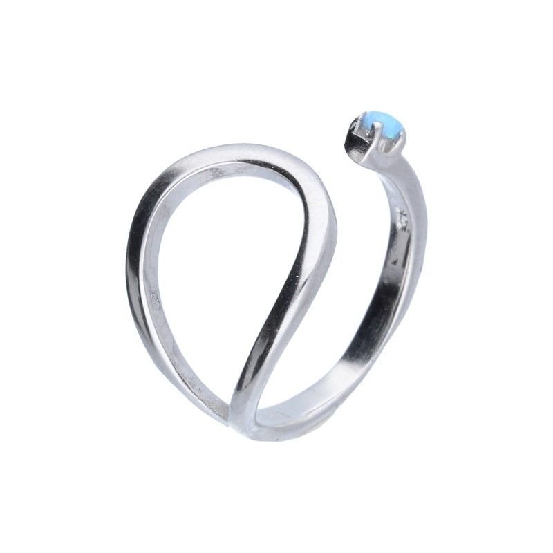 SREBRNY PIERŚCIONEK 925 Z OPALEM NIEBIESKIM r16