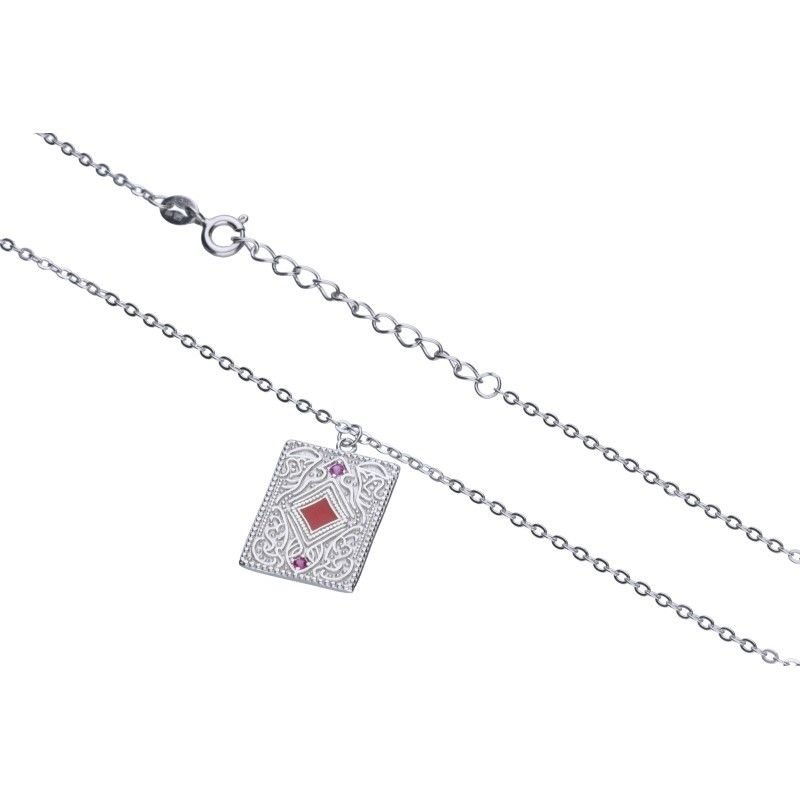 Łańcuszek srebrny 925 karta karo dzwonek