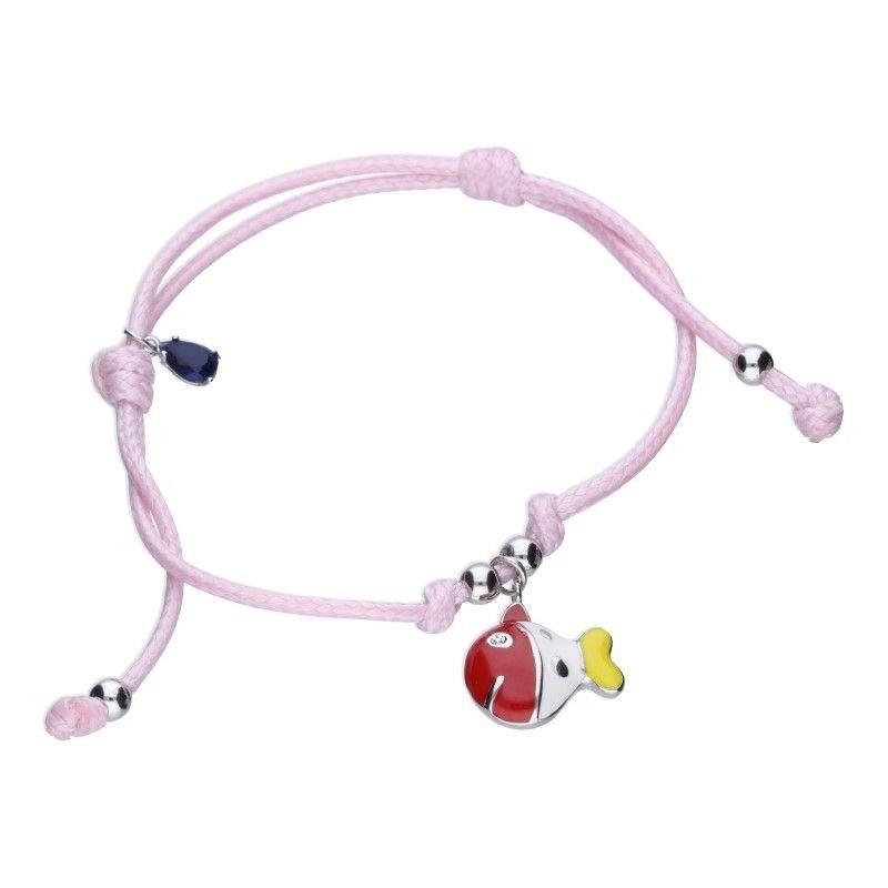 Bransoletka srebrna 925 różowa dla dziecka regulacja