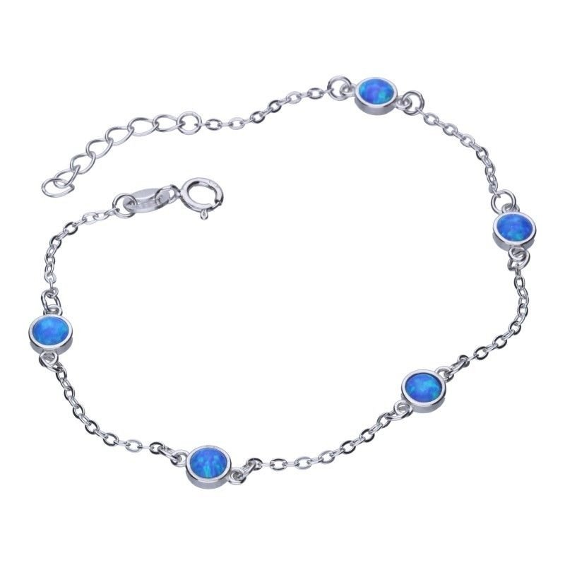 Bransoletka  srebrna 925 niebieski opal delikatna