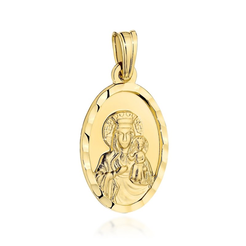 Medalik złoty 585 Matka Boska Częstochowska grawer