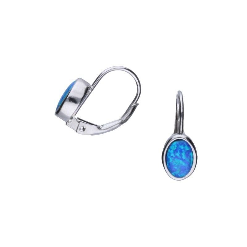 KOLCZYKI SREBRNE 925 OPAL NIEBIESKI 