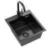 Quadron Luke 90 zlewozmywak stalowy czarny z baterią Kate 40x45 cm PVD