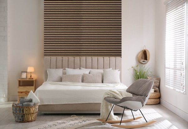 Lamele ścienne Woodline panel akustyczny na czarnym filcu Czarny mat 30x270 cm