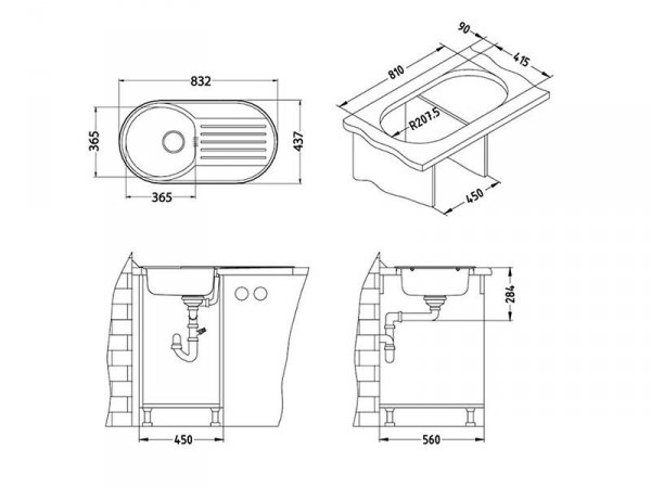 Zlewozmywak Alveus Form 40 84x44 cm 1-komorowy INOX +syfon