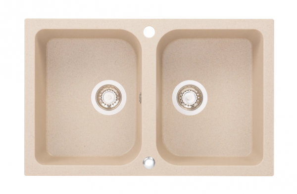 Zlewozmywak beżowy Kuchinox Celia 2-komorowy 48x76 cm Zlew kuchenny z ociekaczem