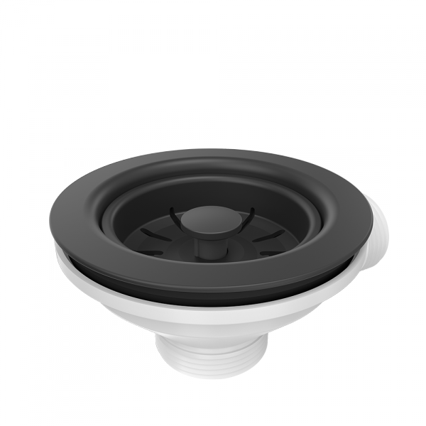 Syfon Push To Open zlewozmywakowy z odpływem 2-komorowy Power Color pure carbon 3 1/2&quot;