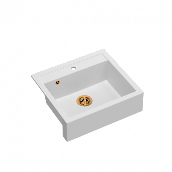 Quadron Bill 110 zlew kuchenny granitowy biały +miedź PVD 60x54 cm