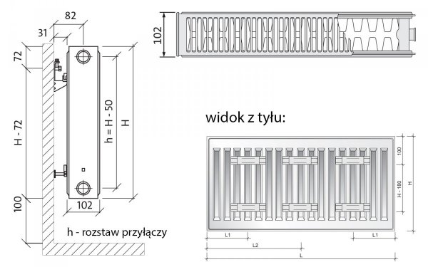 Grzejnik pokojowy Purmo C22 600x1200 panelowy