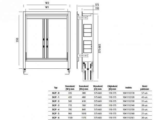 Szafka podtynkowa rozdzielacza 12-14 obwody Skrzynka rozdzielacza 965x665x175 mm
