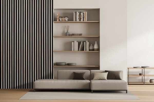 Lamele ścienne Woodline panel akustyczny na czarnym filcu Czarny mat 30x270 cm