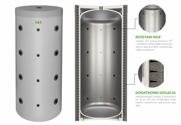 Sas Varmo Plus 15 kW kocioł zgazowujący drewno + bufor ciepła BST 600 l