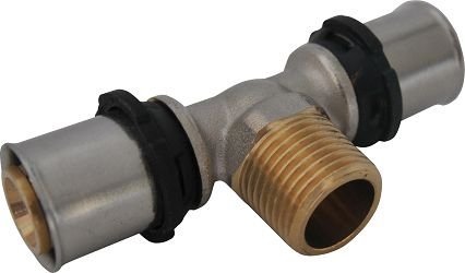 Trójnik Zaciskany Pex 20x3/4x20 GZ zaprasowywany