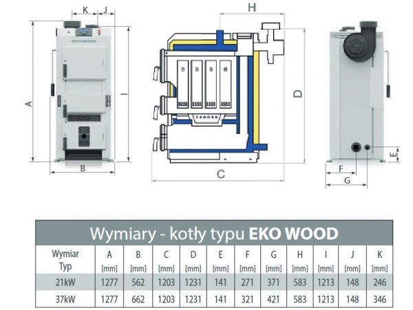 Kocioł na drewno Stalmark Ekowood 37 kW piec zgazowujący