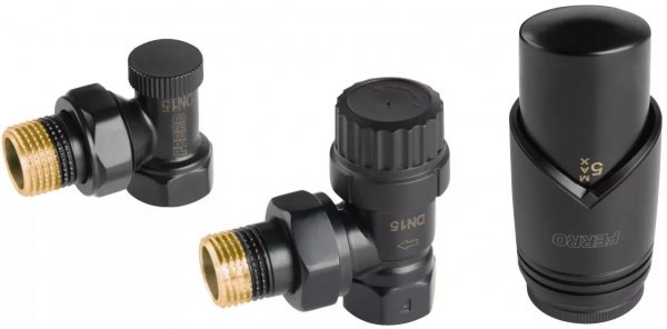 Ferro ZTM31BL Zestaw termostatyczny czarny kątowy 1/2&quot;