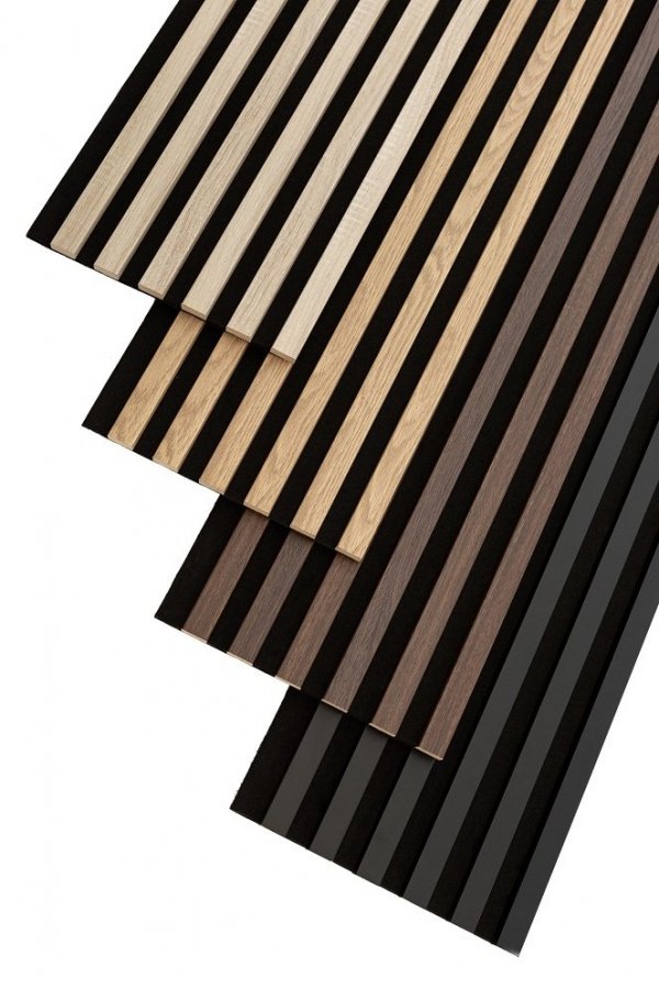 Lamele ścienne Woodline panel akustyczny na czarnym filcu Dąb jasny 30x270 cm