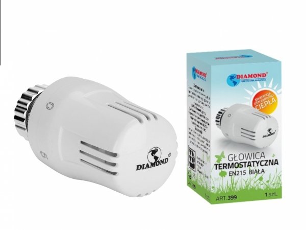 Głowica termostatyczna biała Diamond M30x1,5 termostat grzejnikowy