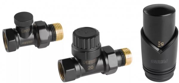 Ferro ZTM31BL Zestaw termostatyczny czarny prosty 1/2&quot;