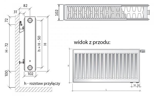 Grzejnik stalowy Cosmo KV22 600x720 kaloryfer płytowy +uchwyty