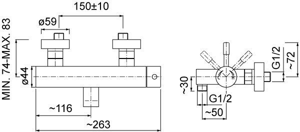 Valvex Bateria natryskowa ścienna Vegane komplet