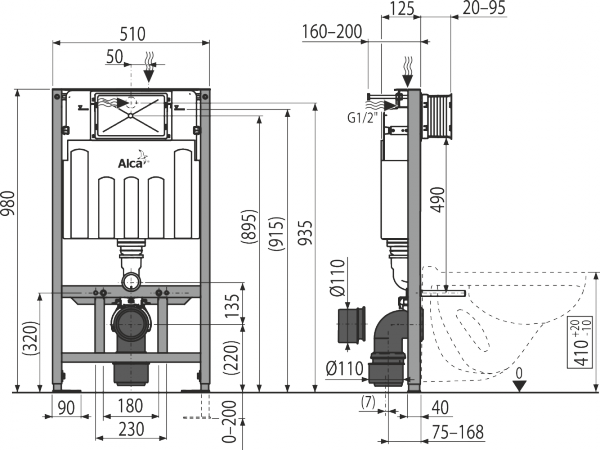 Alcaplast AM101/1000 Stelaż podtynkowy spłuczka wc 
