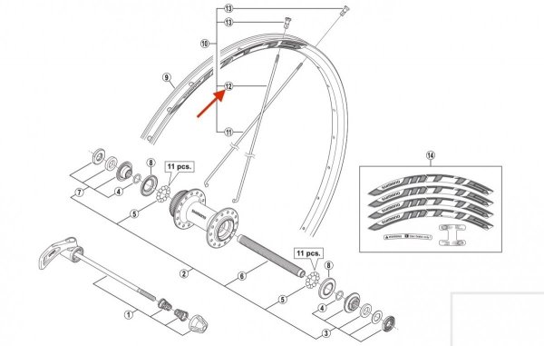 Szprycha Shimano WH-MT15-A-F 257 mm