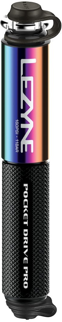 Pompka ręczna Lezyne Mini Pocket Drive PRO — neo metallic/czarna, 160 PSI / 11 bar, ABS Flex Hose