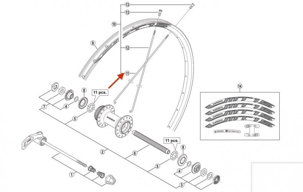 Szprycha Shimano WH-MT15-A-F 256 mm
