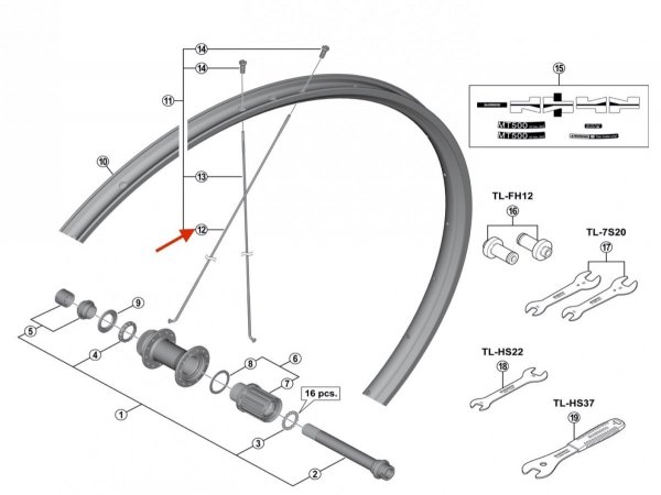 Szprycha Shimano WH-MT500-R12-275 270 mm