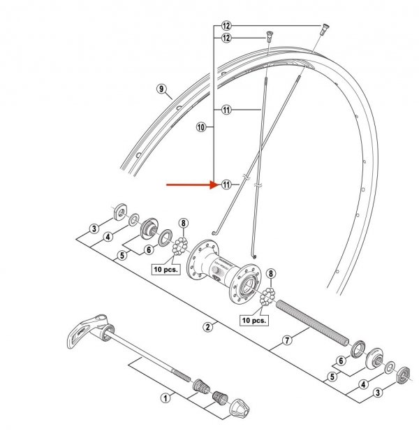 Szprycha Shimano WH-R500-F 278 mm