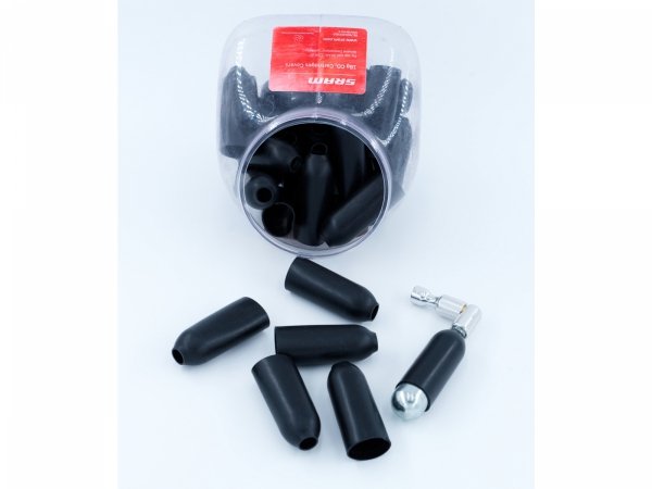 Osłony nabojów CO2 SRAM 16 g — czarne, 30 szt. (tuba)