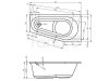 RIHO - Wanna akrylowa do zabudowy asymetryczna DELTA 150x80x48 LEWA z systemem hydromasażu JOY  B067001005