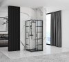 REA - Kabina prysznicowa kwadratowa CONCEPT Black 80x80 czarna krata drzwi przesuwne