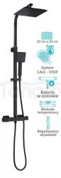 BW TECH - Zestaw natryskowy KOBE z baterią termostatyczną CZARNY MAT 
