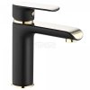 REA - Bateria umywalkowa BLOOM Black-Gold/Czarno-Złota niska