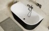 BESCO Wanna wolnostojąca Vica New B&W 150 + klik-klak czarny z przelewem slim #WAS-15VNBCZ