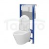 CERSANIT - Set C204 - stelaż podtynkowy AQUA 50 MECH QF + miska zawieszana CITY PRO by Cersanit OVAL z technologią CERSANIT VORTEX oraz ukrytym montażem + deska SLIM duroplastowa, antybakteryjna, wolnoopadająca, z funkcją łatwego wypinania  S701-888