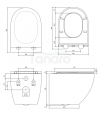 OMNIRES Bezkołnierzowa miska toaletowa OTTAWA COMFORT wisząca z deską wolnoopadającą, 54 x 37 cm OTTAWACMWBP