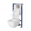 CERSANIT - Set B638 Tech Line Opti, miska zawieszana VIRGO CleanOn, deska duroplastowa, przycisk OPTI B1 chrom błyszczący  S701-674