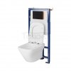 CERSANIT - Set B643 Tech Line Opti, miska zawieszana LARGA Square CleanOn, deska duroplastowa, przycisk OPTI B1 czarny mat  S701-664
