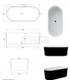 BESCO Wanna wolnostojąca Lova Matt B&W 160 + klik-klak chrom #WMM-160LBKS
