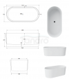BESCO Wanna wolnostojąca Lova 160x74 + klik-klak chrom #WWM-160-LKS