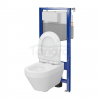 CERSANIT - Set C29 - stelaż podtynkowy AQUA 50 PNEU QF + miska zawieszana CREA OVAL CleanOn + deska SLIM antybakteryjna, wolnoopadająca, z funkcją łatwego wypinania  S701-808