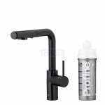 ARMATURA KRAKÓW KFA DUERO PURE BASIC bateria kuchenna z funkcją filtracji wody i wyciąganą wylewką, BLACK + zestaw filtrujący PROFINE SILVER S 6623-114-81